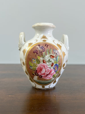 Royal Crown Derby Miniature Vase Hand Painted Flowers English Porcelain