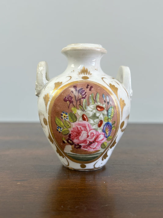 Royal Crown Derby Miniature Vase Hand Painted Flowers English Porcelain0
