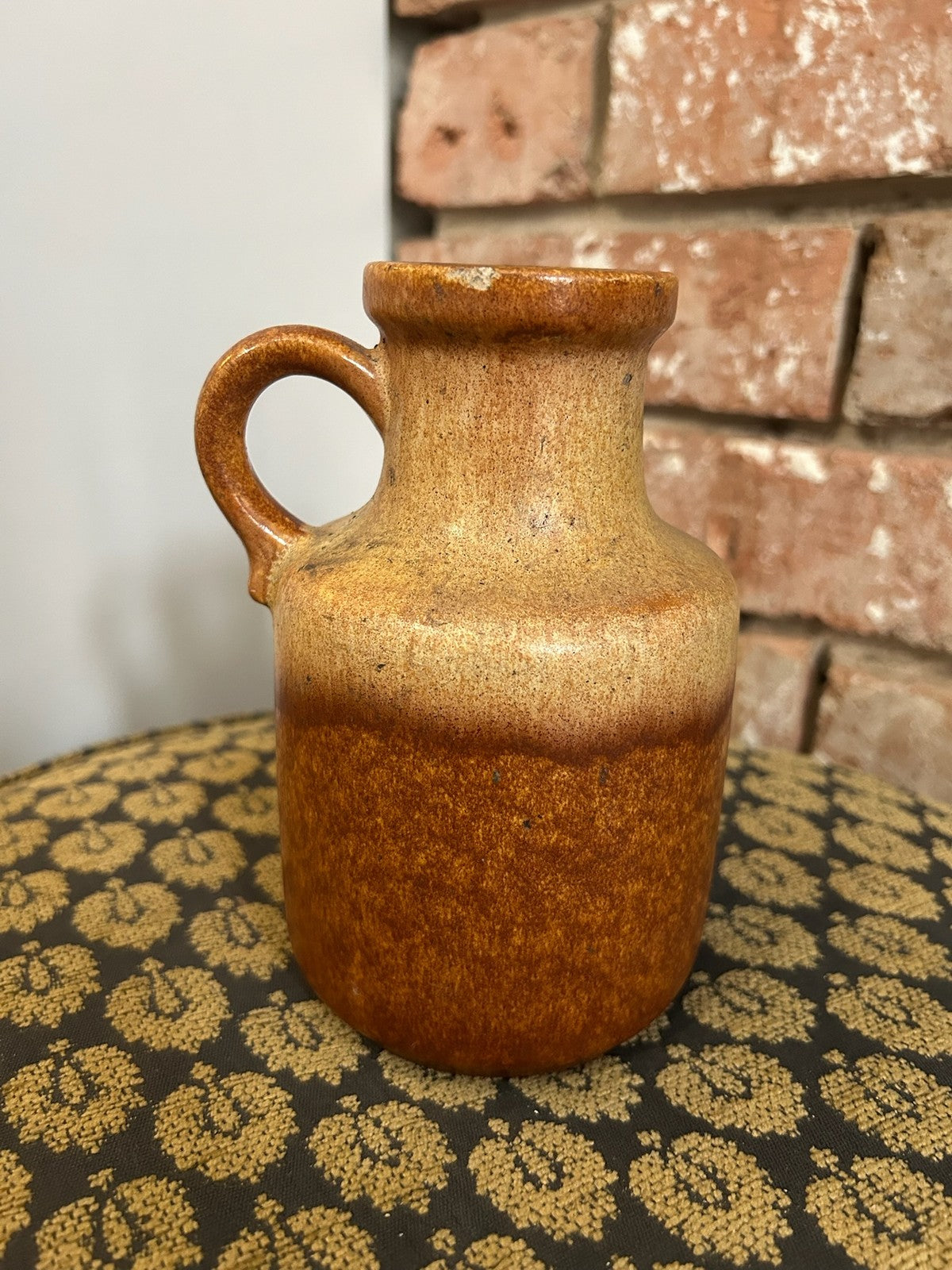 Scheurich West German Pottery Jug Vase 414 16 Orange Brown Glaze Mid Century2