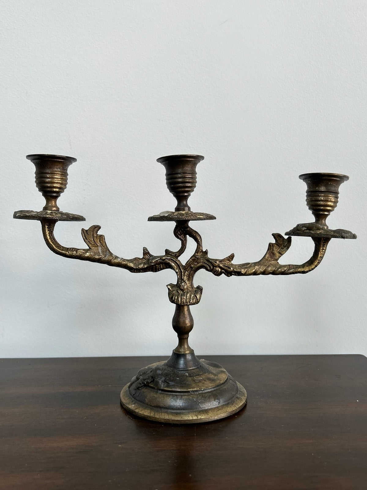 Antique Brass Candlestick Rococo Style Good Condition1