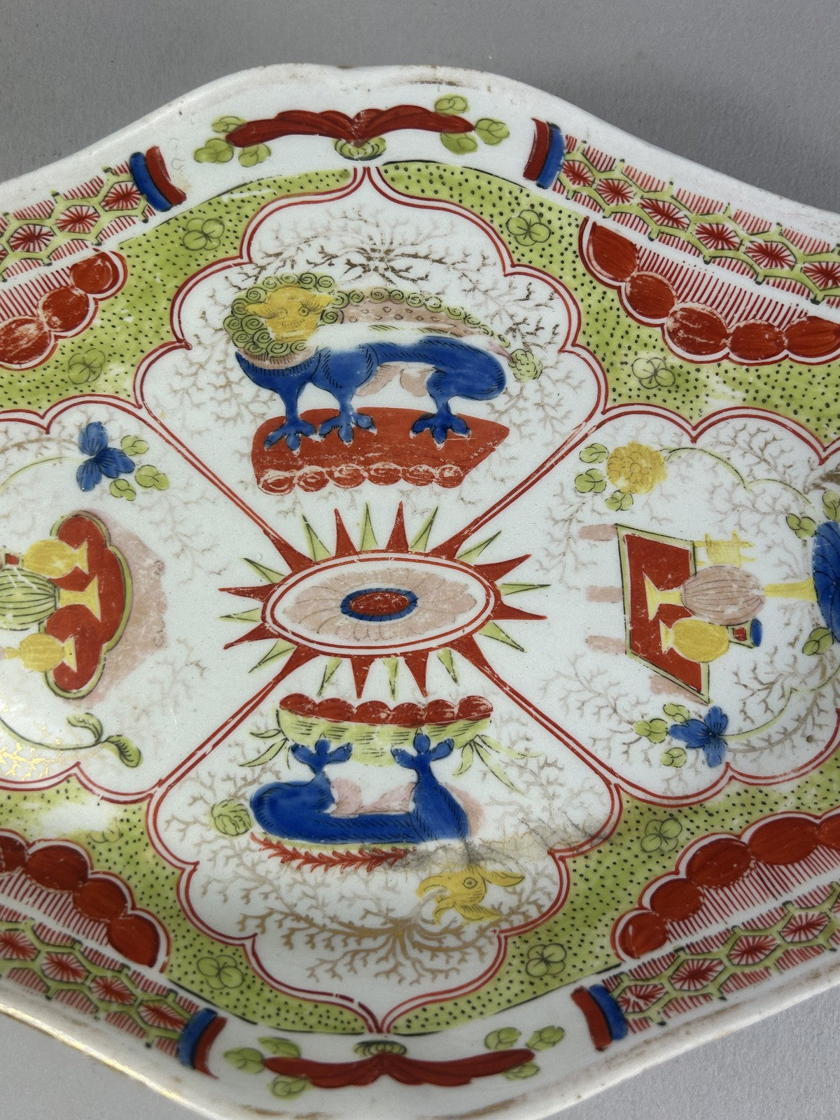 Rare 18th Century Worcester Dragon Compartment Serving Dish 27cm