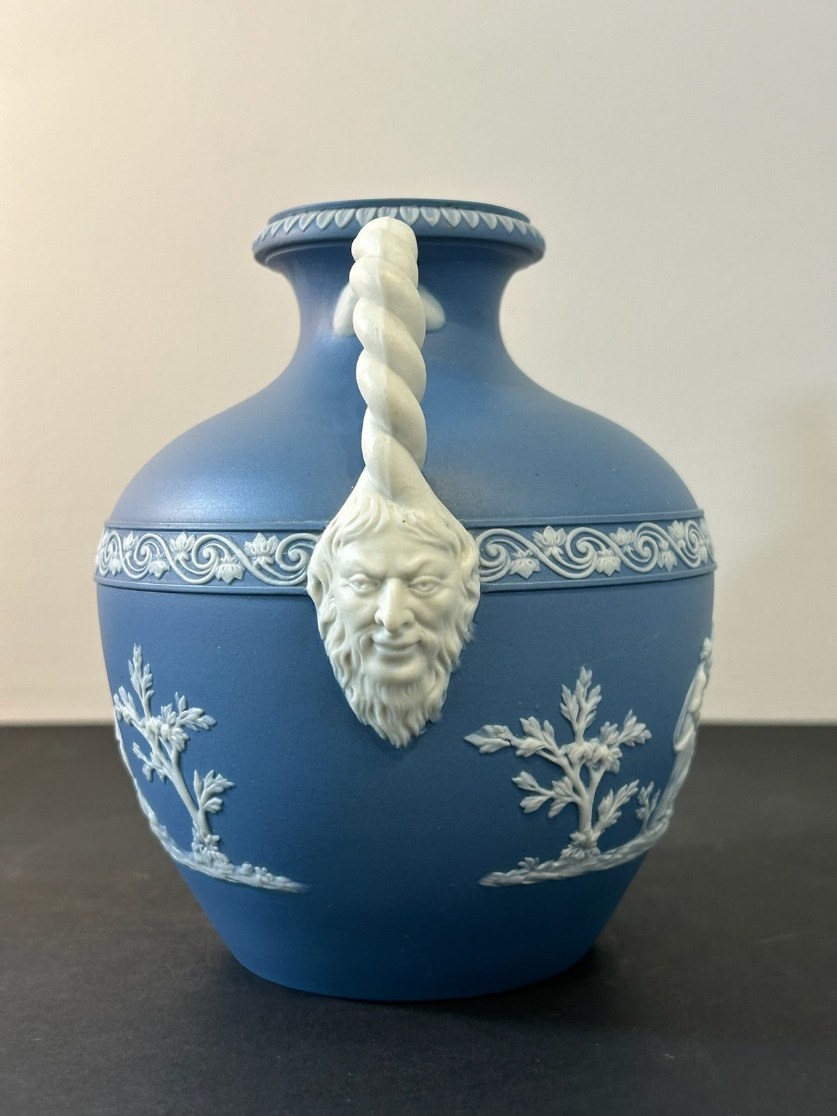 Pair Neale & Co Blue Jasper Vases 18th Century c1790 Rope Handles Mask Terminals12