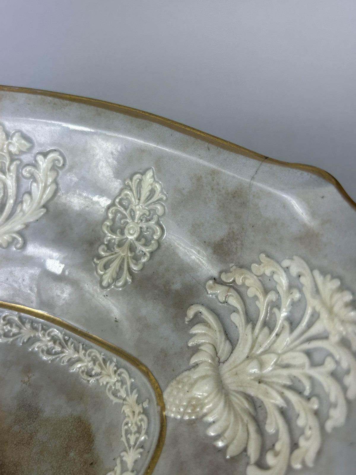 Ridgway 19thC Neoclassical Sprigged Staffordshire Centerpiece Bowl