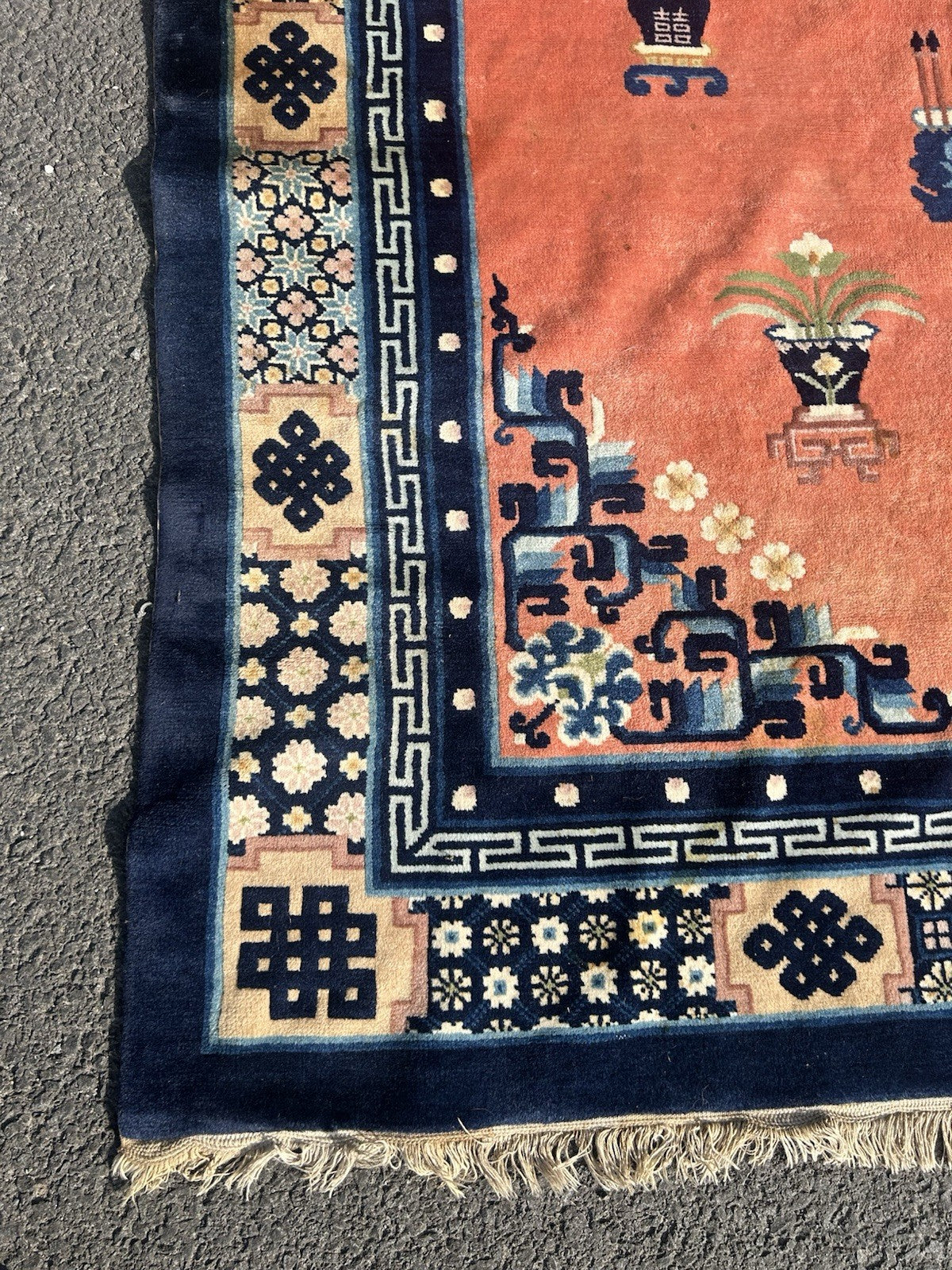 Semi Antique Chinese Pecking Rug CHINA Area Carpet Orange2