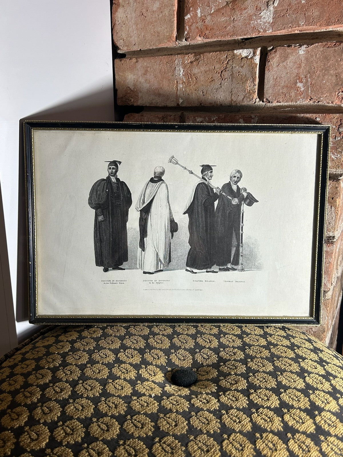 Ackermann History of Cambridge 1815 Aquatint Doctor in Divinity Beadles Framed0