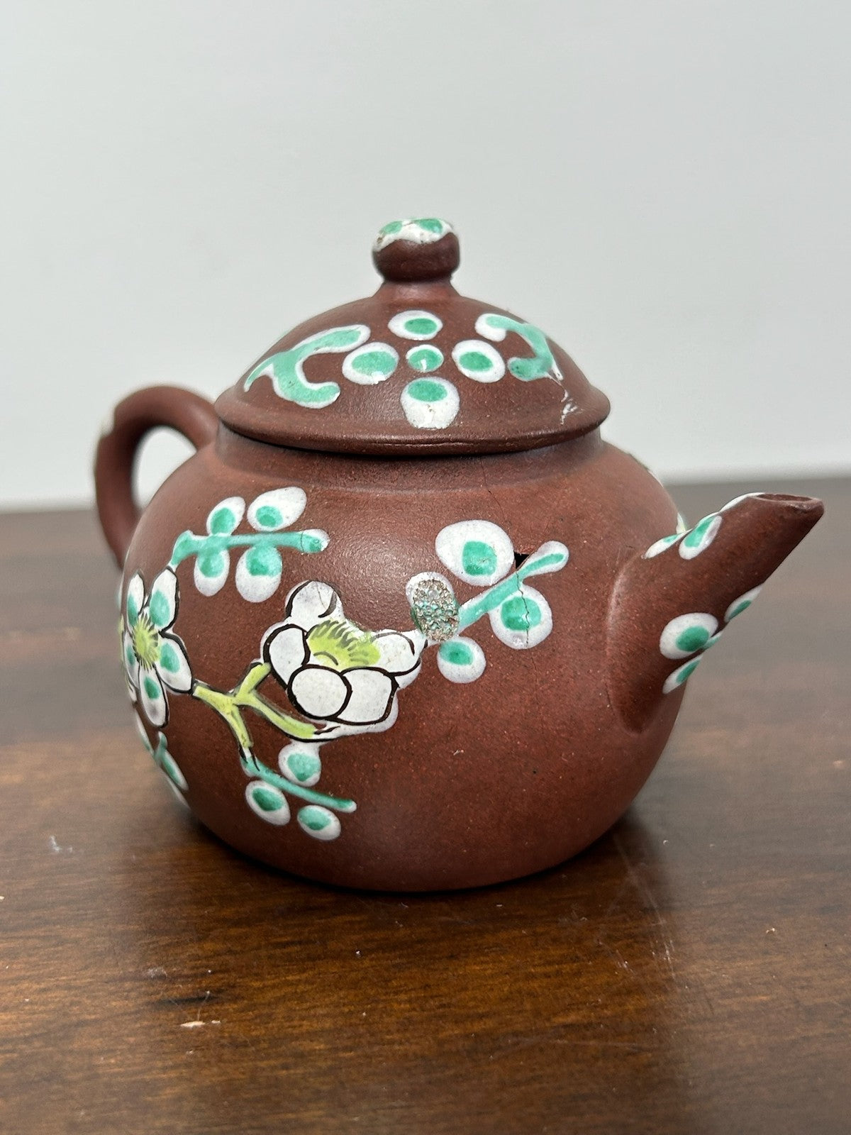 Chinese Yixing Zisha Teapot Enamelled Prunus Blossom Seal Mark Antique2