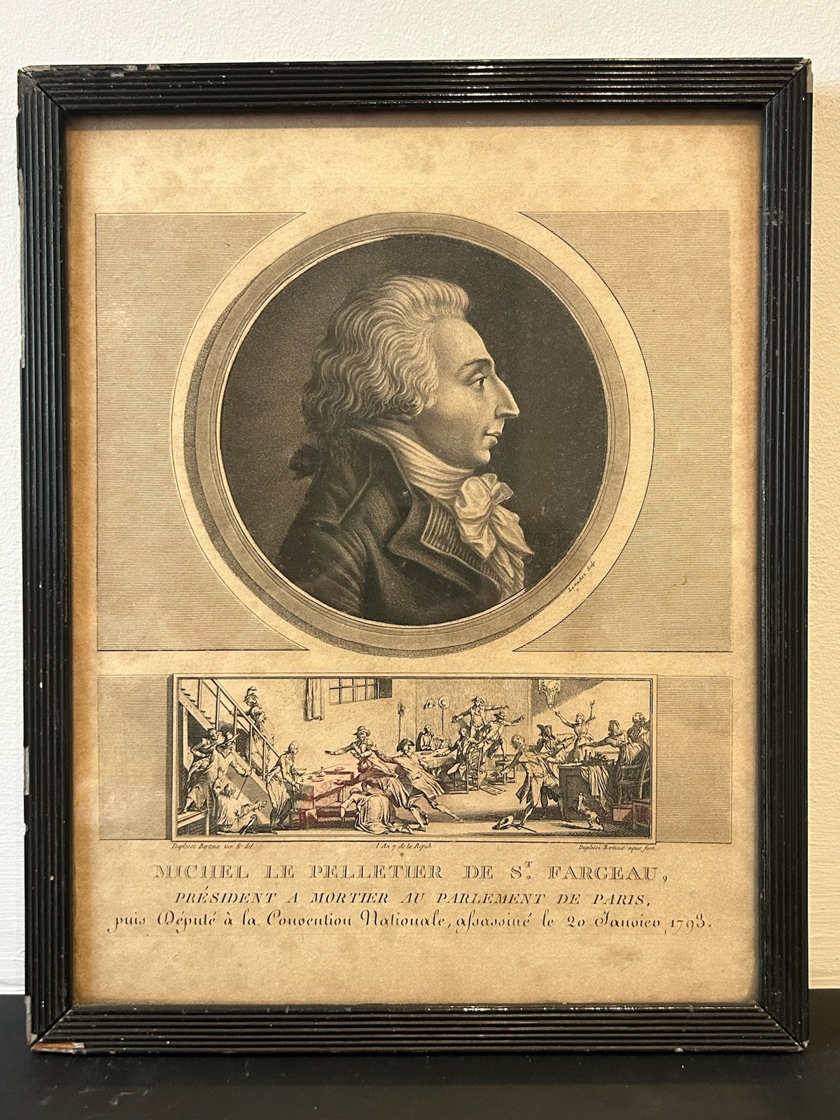 Le Peletier de Saint Fargeau French Revolution Aquatint Levachez 1799 Framed0