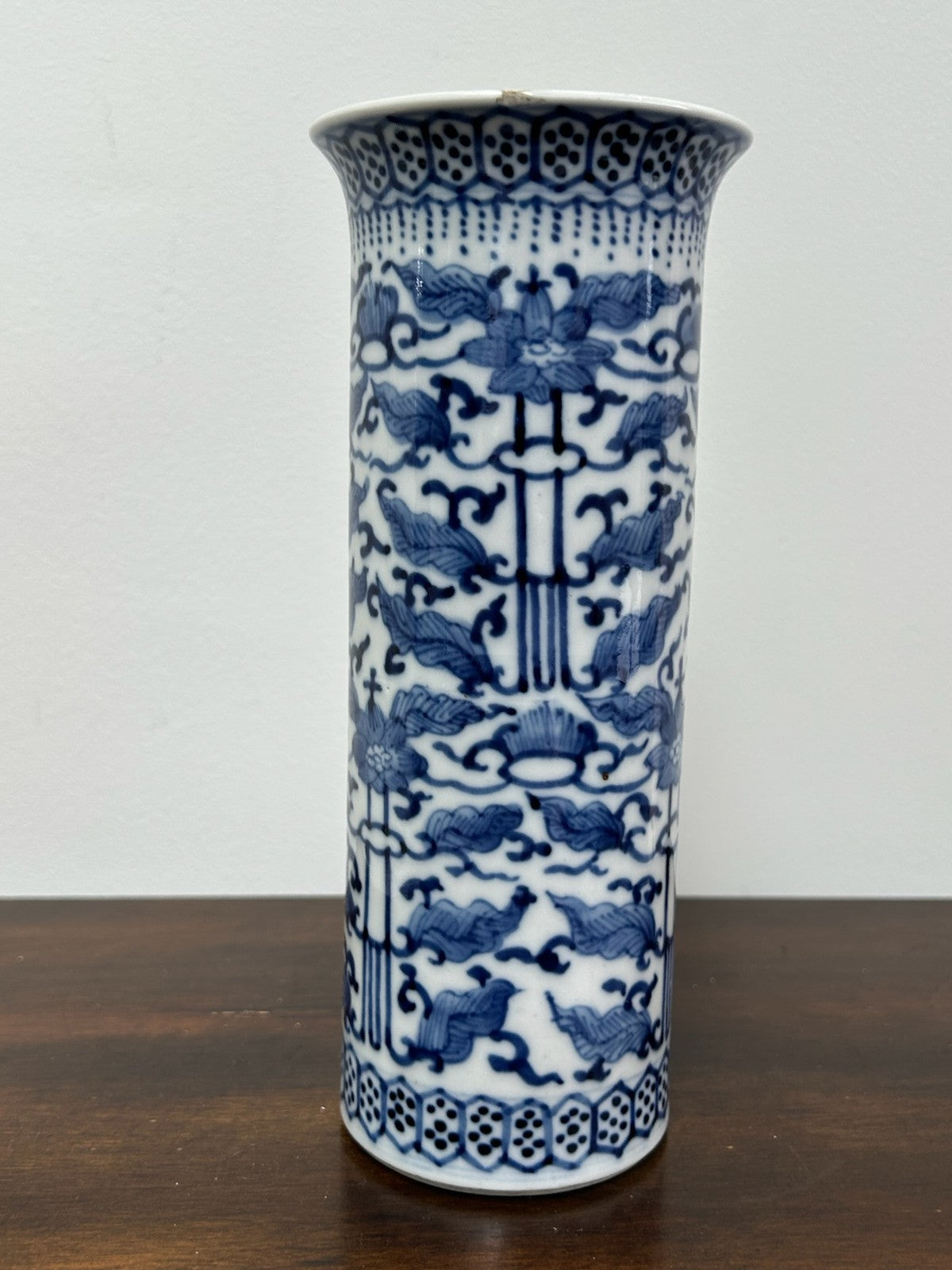 Pair Chinese Blue & White Porcelain Sleeve Vases Four Character Mark4