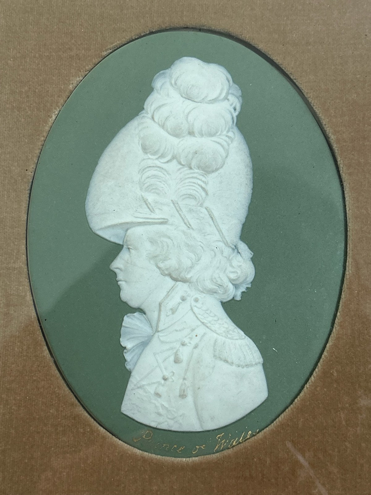 Pair Framed 18th Century Wedgwood Green Jasper Medallions Prince Princess Wales3