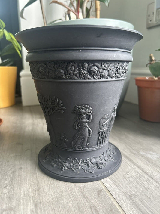 Wedgwood Basalt Jardiniere Planter Black Jasperware Wedgwood Pot