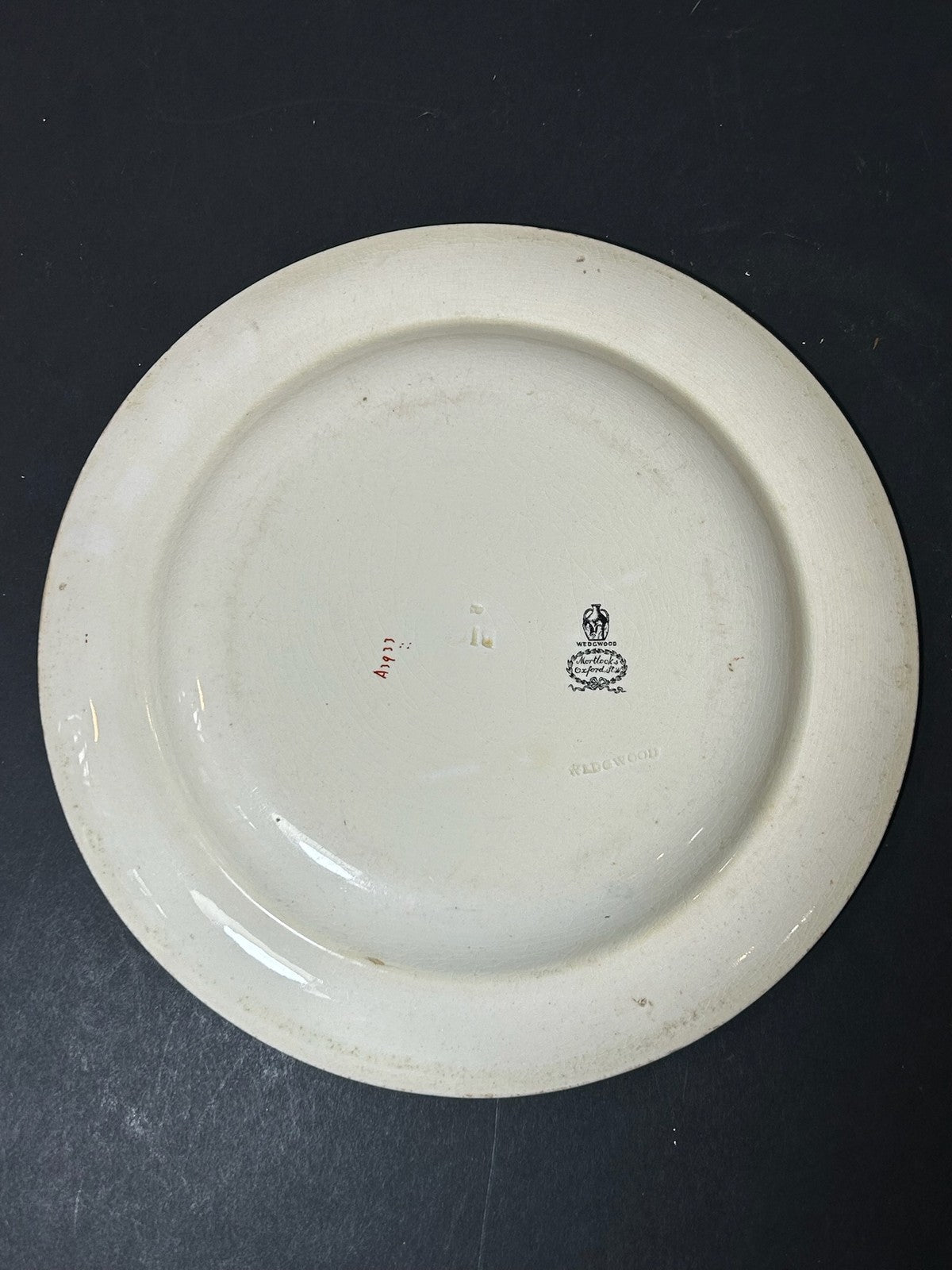 Antique Wedgwood Queens Ware Crested Plate Eagle Laurel Mortlocks 1887 21cm4