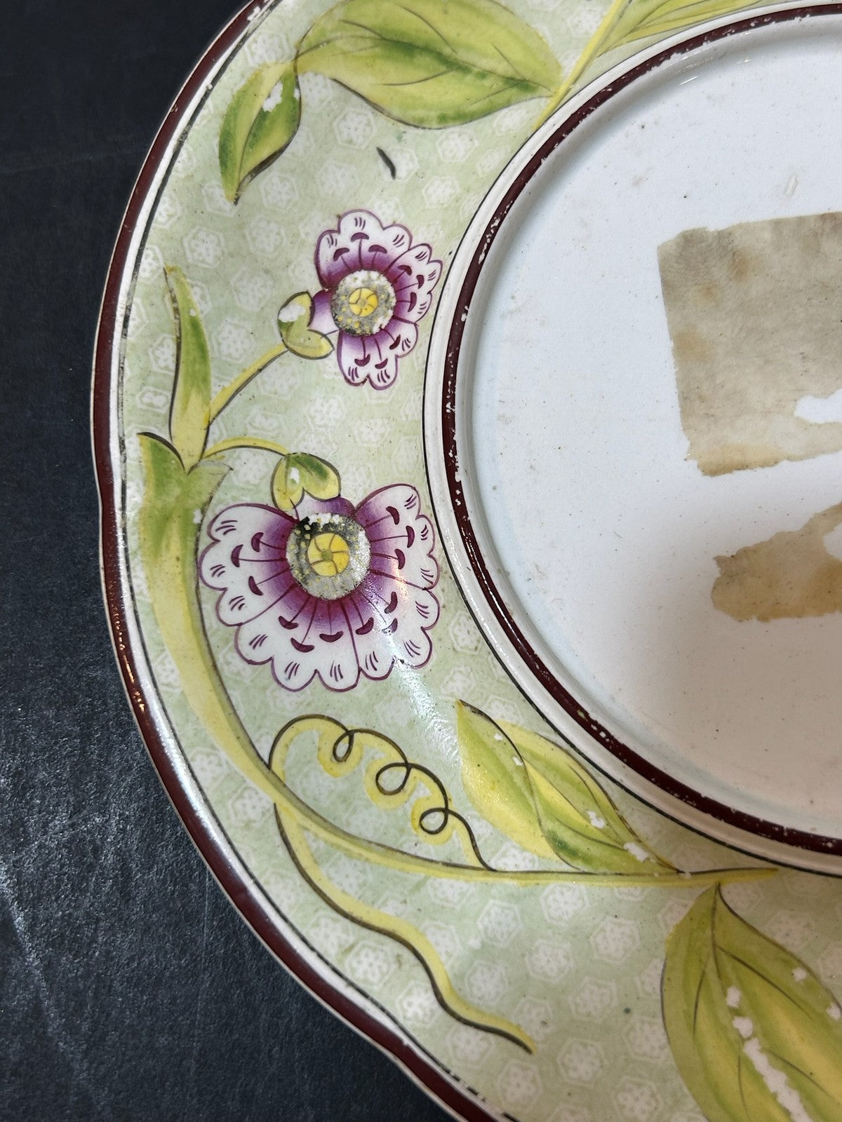Antique Wedgwood Pearlware Yellow Ground Passion Flower Plate Impressed 17cm1