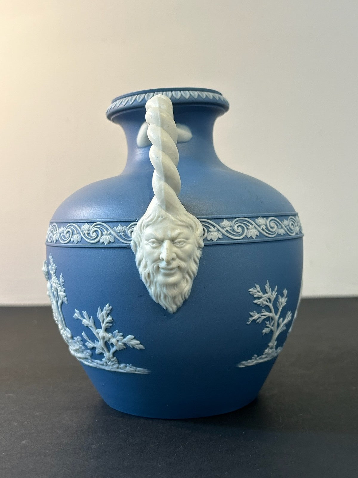 Pair Neale & Co Blue Jasper Vases 18th Century c1790 Rope Handles Mask Terminals6