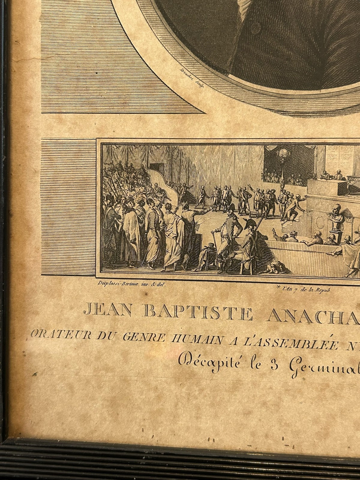 Anacharsis Cloots Orator of Mankind French Revolution Aquatint Levachez Framed3