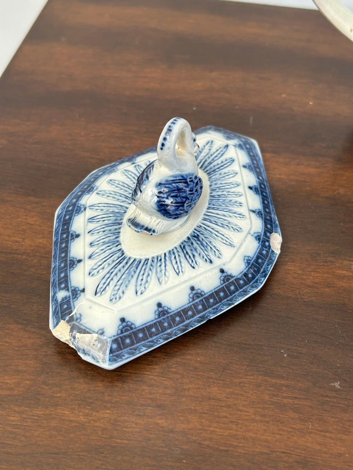 Antique Pearlware Blue White Chinoiserie Teapot Georgian c.18106