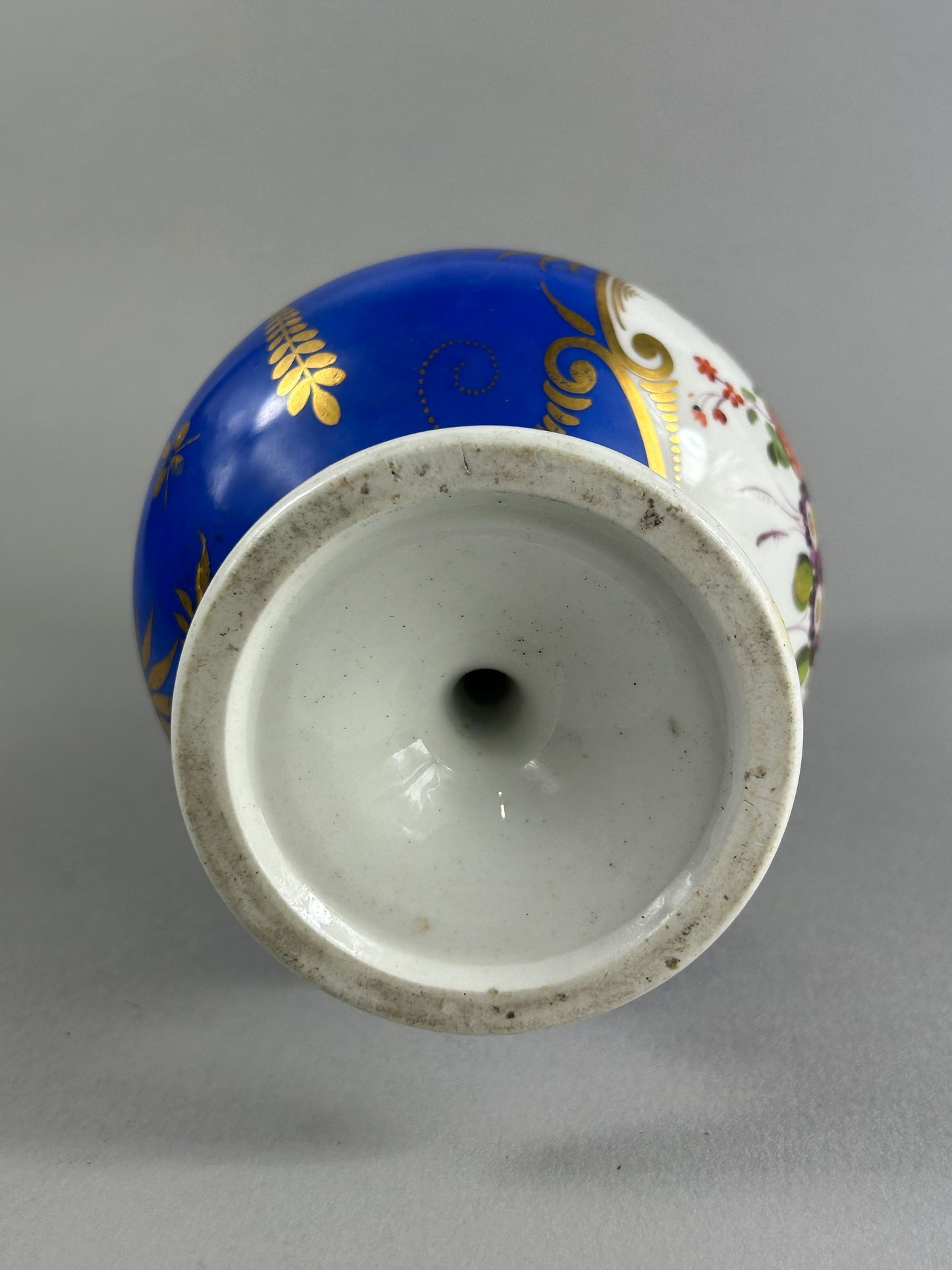 Antique cobalt blue floral porcelain vase with gilt decoration