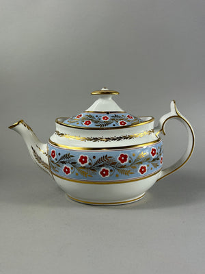 Early 19th Century British Porcelain Teapot with Gilt Floral Border