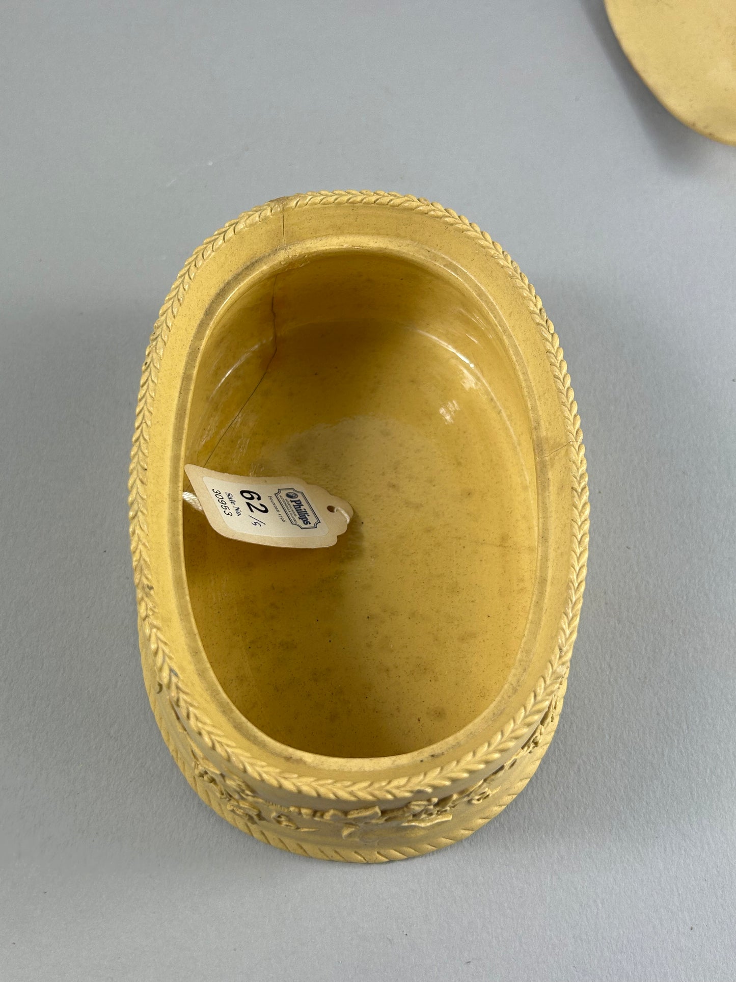 Antique Spode Caneware Oval Tureen Dish with Ivy Relief, 19thC