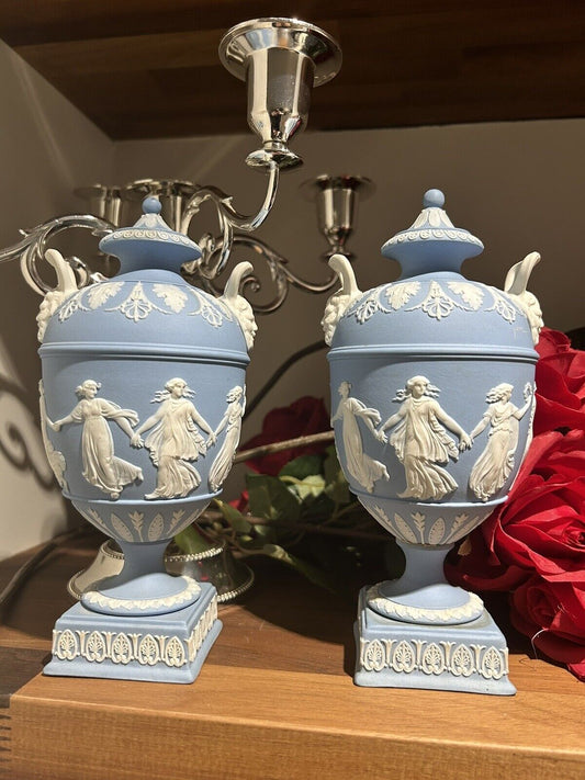 Rare Early 20th Century Wedgwood Dancing Hours Vase Pair