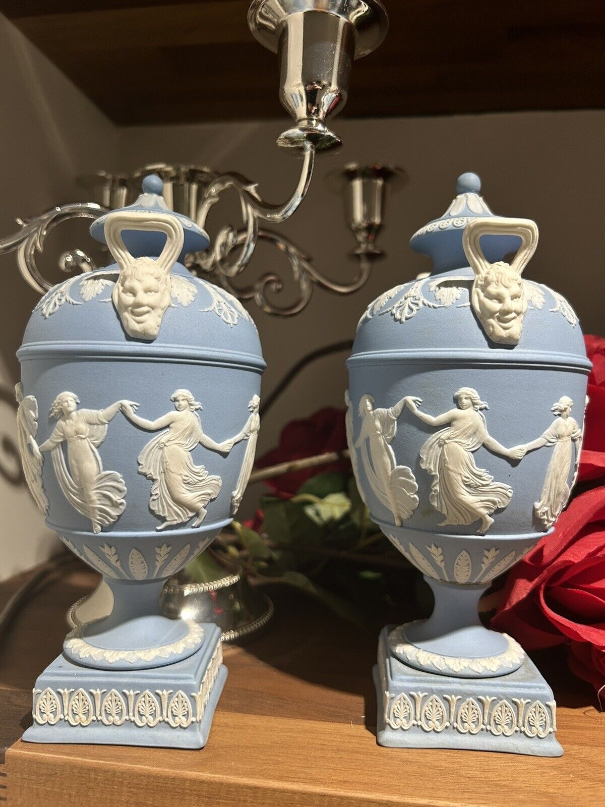 Rare Early 20th Century Wedgwood Dancing Hours Vase Pair