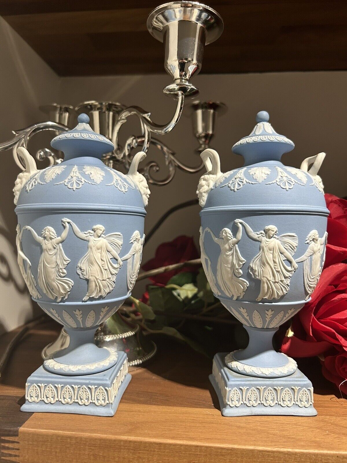 Rare Early 20th Century Wedgwood Dancing Hours Vase Pair